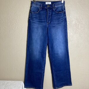 Evereve The Ever Trouser Jeans Women's 28 High Rise Wide Leg Button Fly Denim